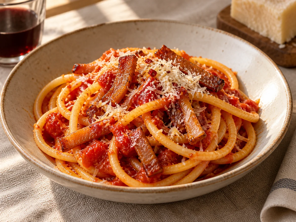 Bucatini all'amatriciana, italienska rätt från Behnaz kök
