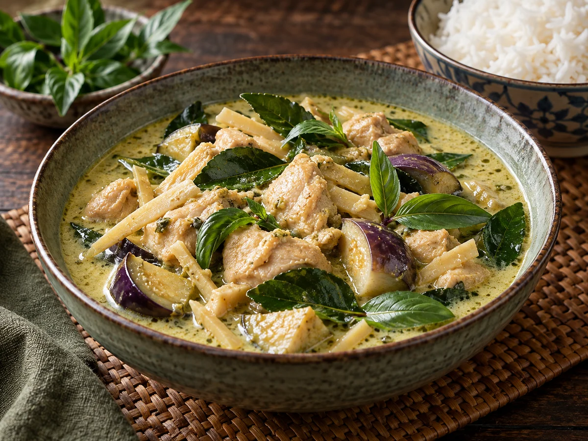 Grön curry med kyckling, thailändska rätt från Behnaz kök