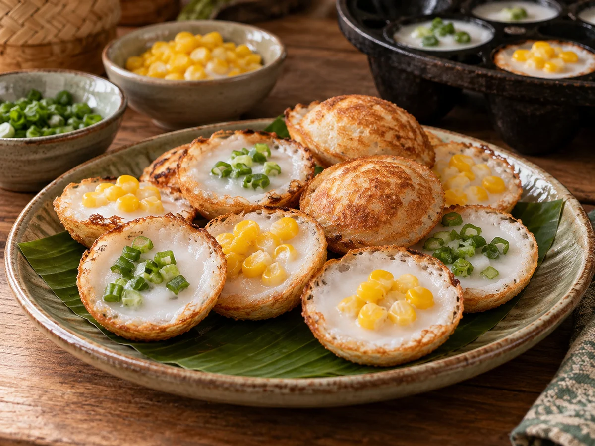 Khanom krok (kokospannkakor), thailändska rätt från Behnaz kök