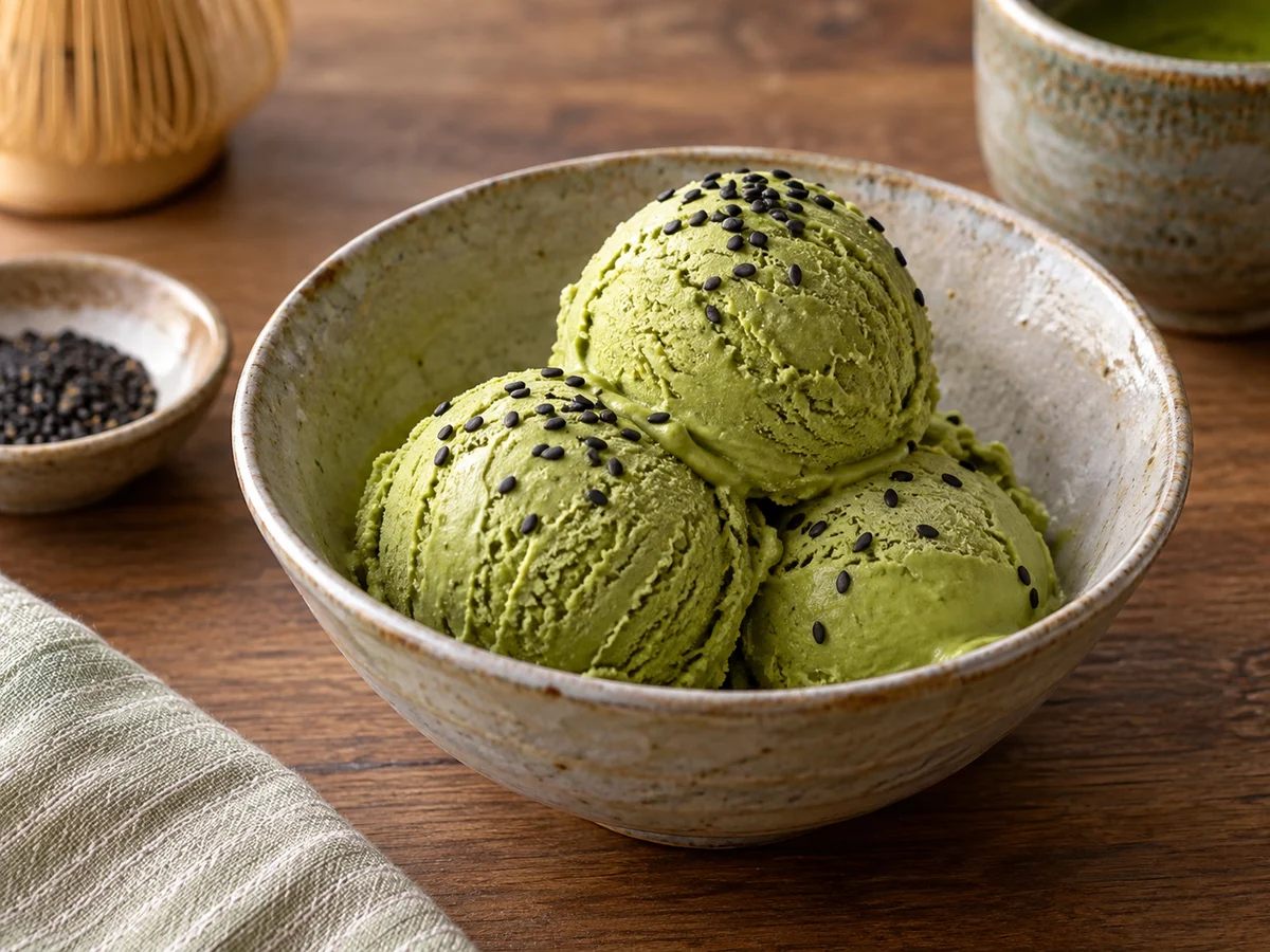 Matcha-glass, japanska rätt från Behnaz kök