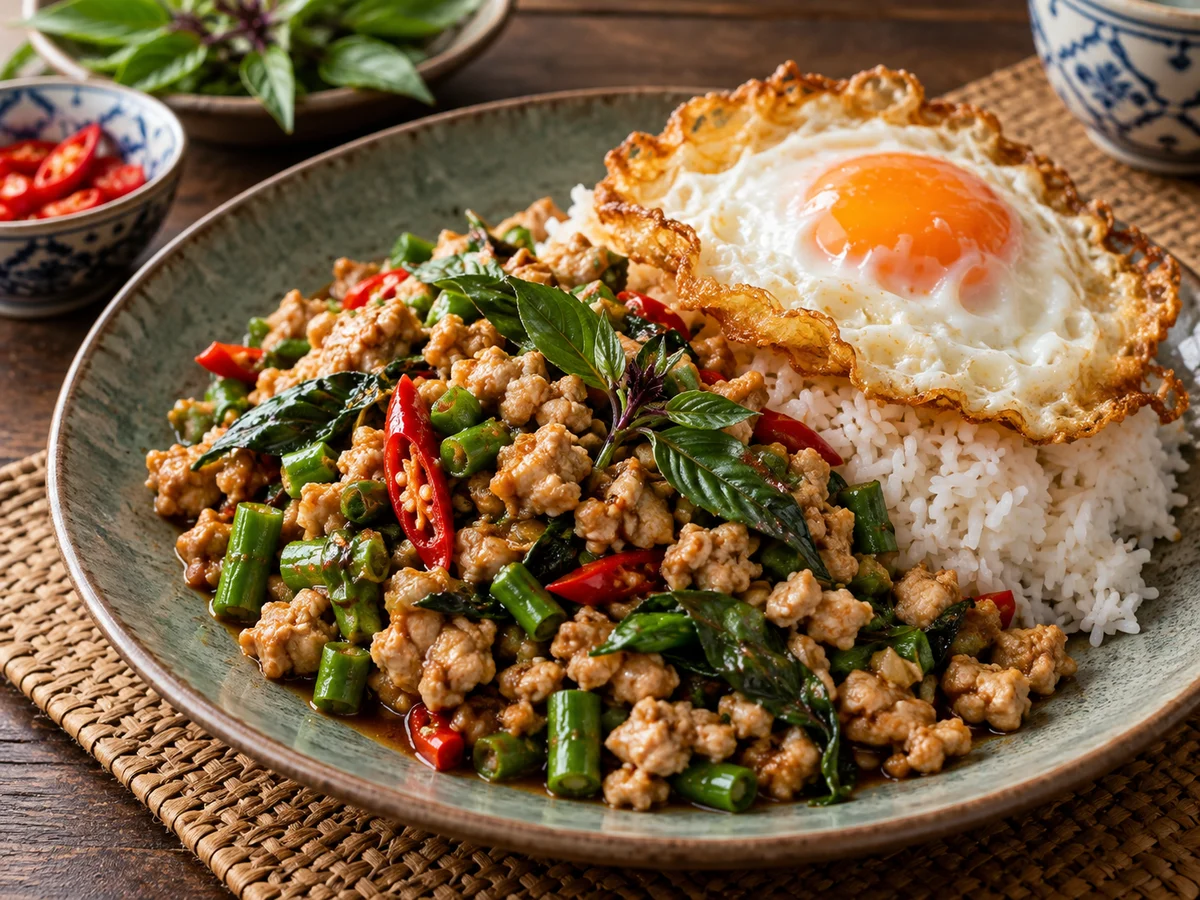 Pad krapao, thailändska rätt från Behnaz kök