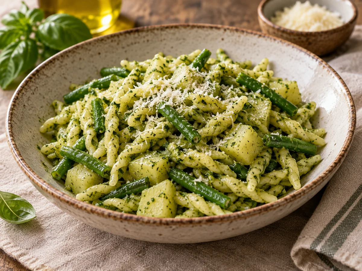 Trofie med pesto alla genovese, italienska rätt från Behnaz kök