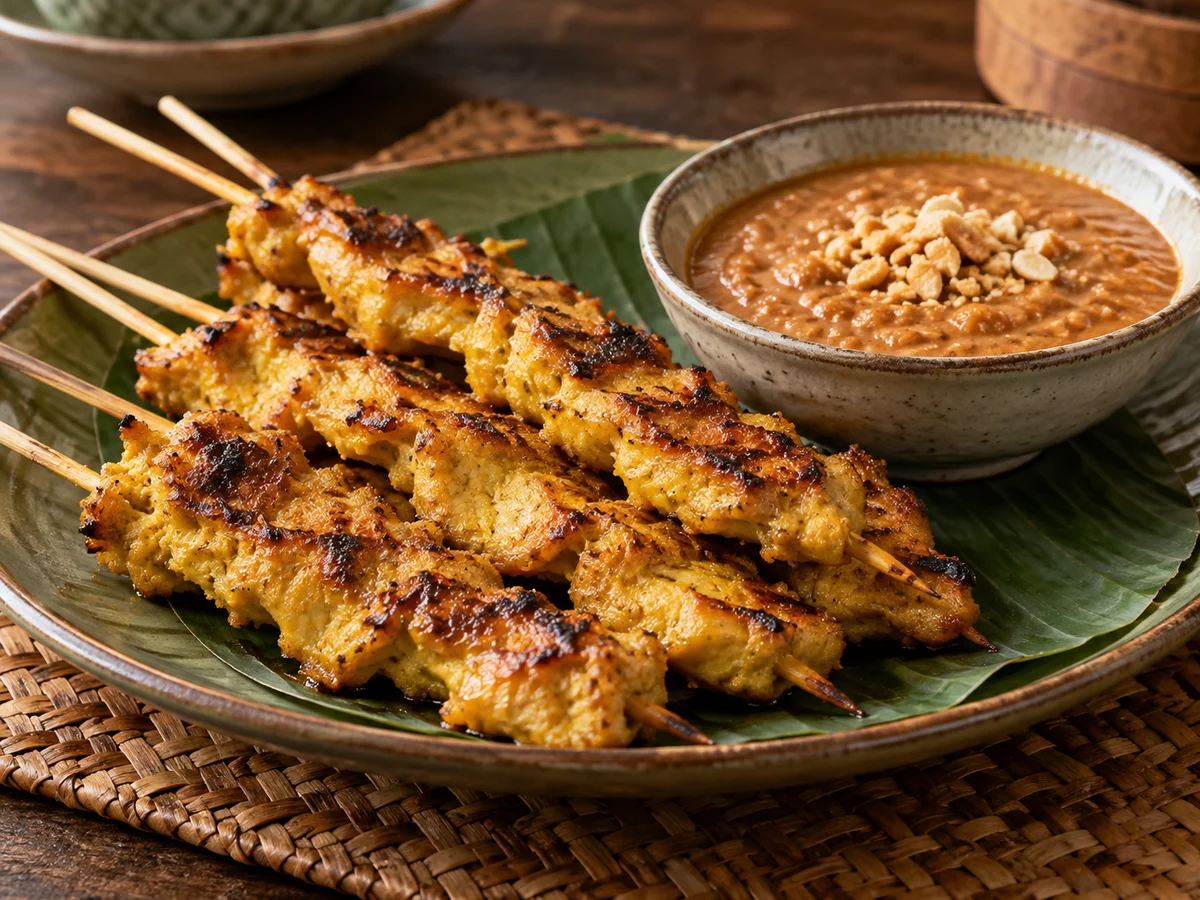 Kycklingsatay med jordnötssås, thailändska rätt från Behnaz kök