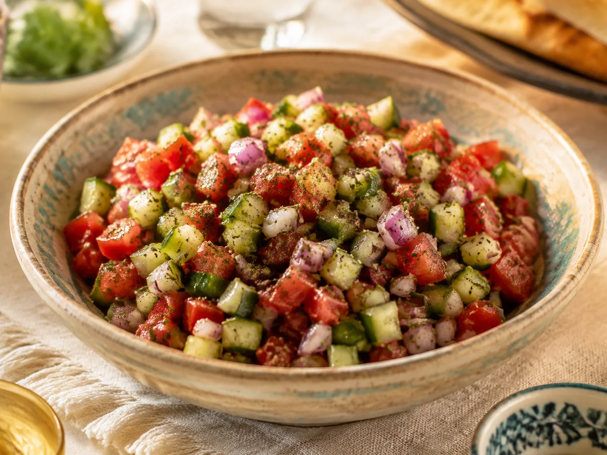 Shirazi-sallad, persiska rätt från Behnaz kök