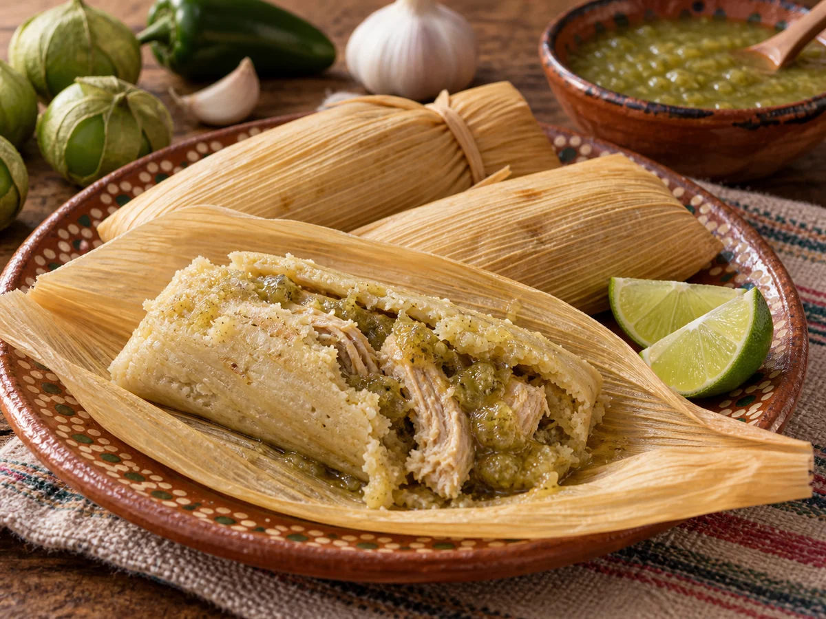 Tamales de pollo en salsa verde, mexikanska rätt från Behnaz kök