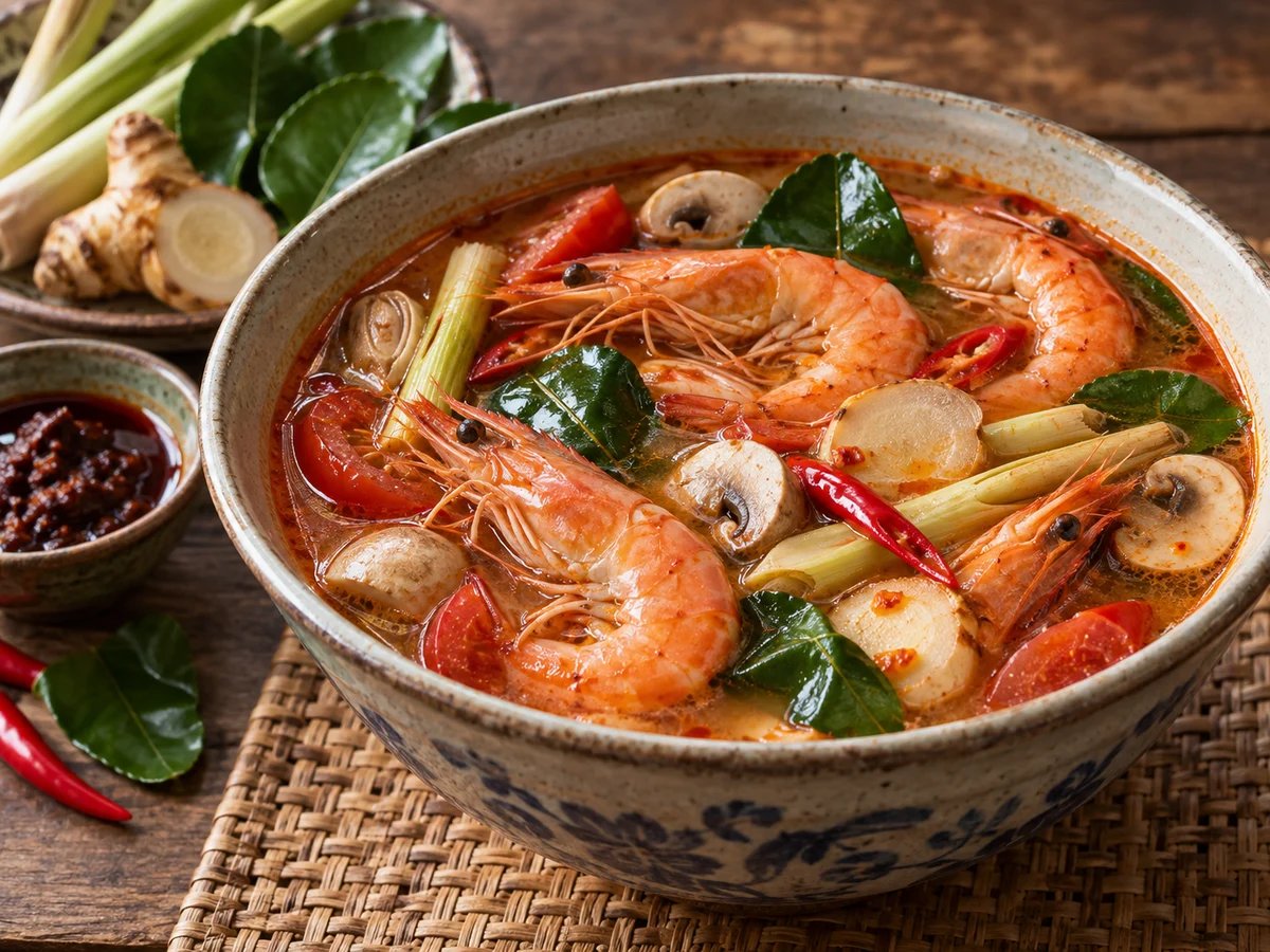 Tom yum med räkor, thailändska rätt från Behnaz kök