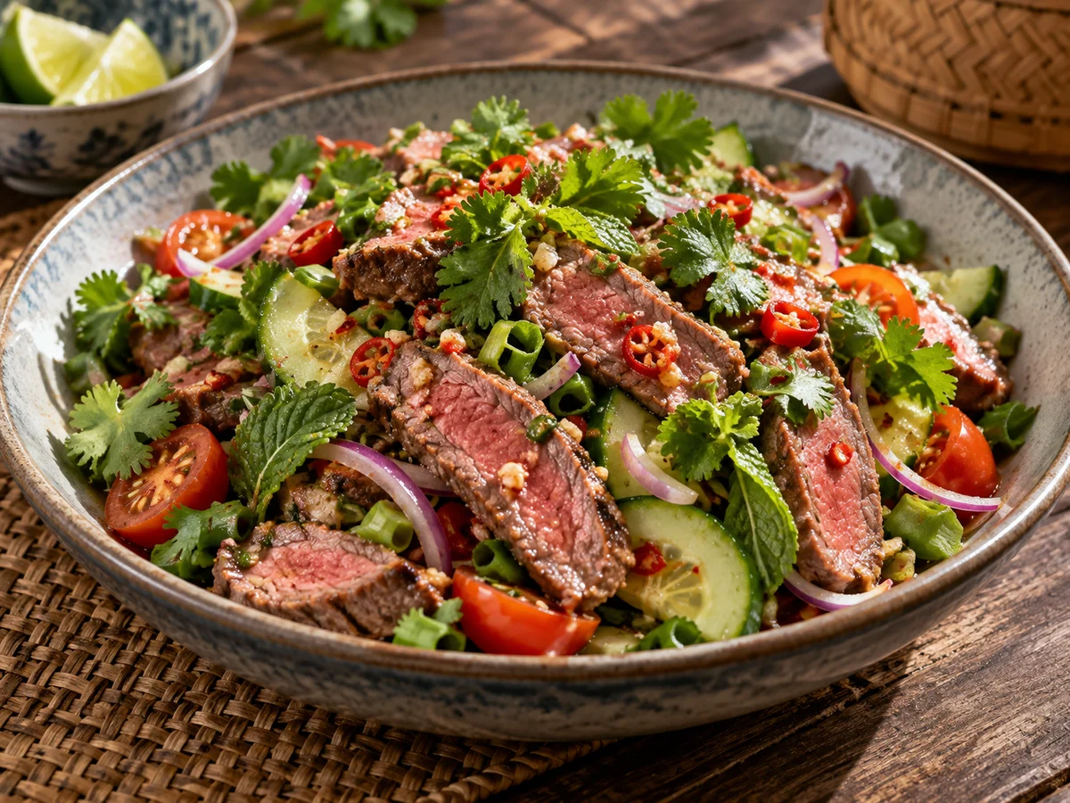 Yam nua (thailändsk biffsallad), thailändska rätt från Behnaz kök